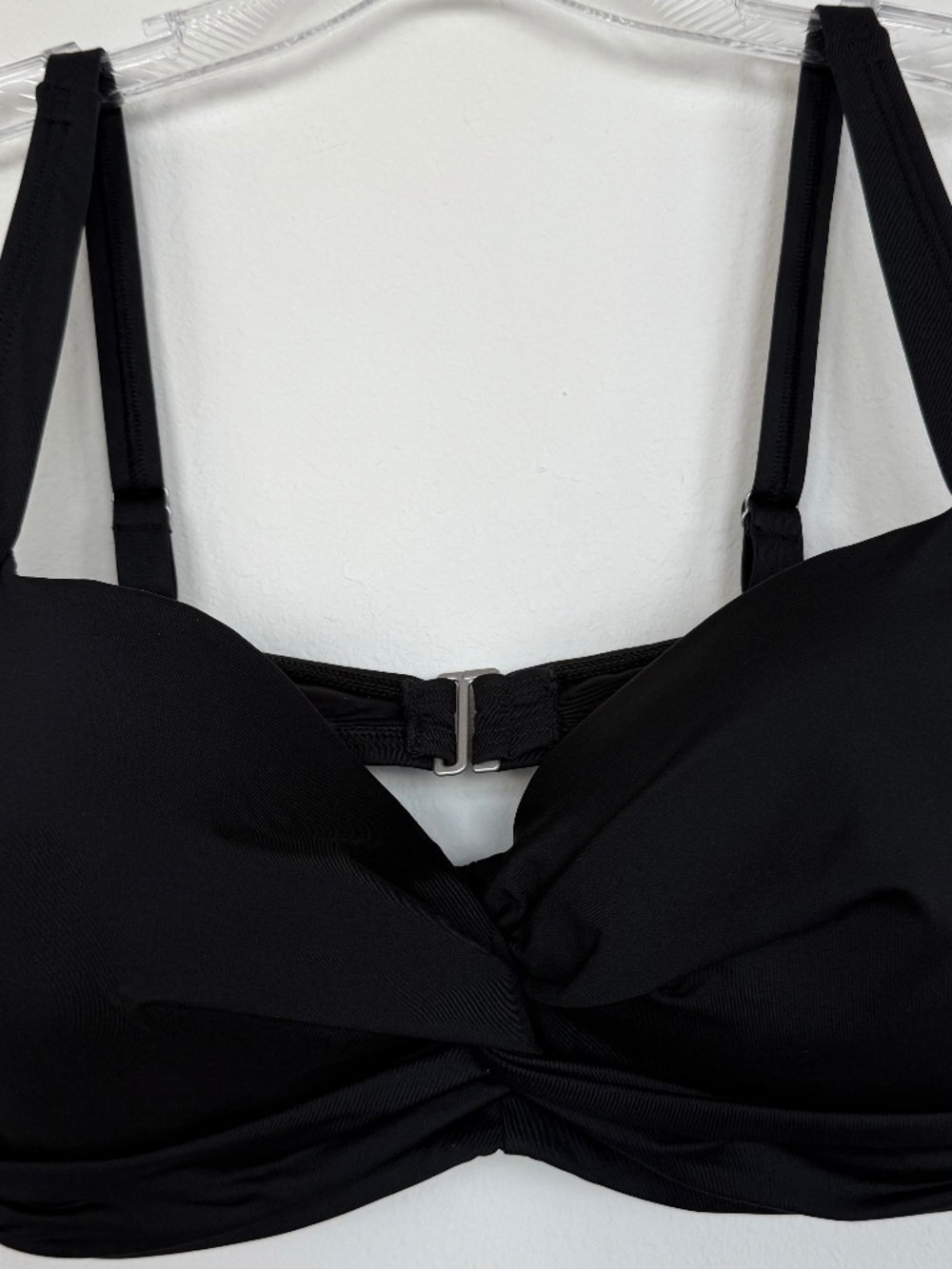 Lands' End Comfortable Classy Lines Black Bikini Top 12D